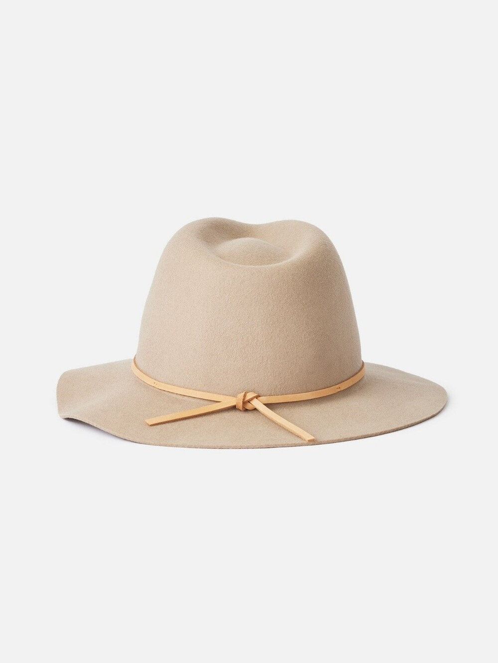 Brixton Felt Fedora Hat Wool Leather Tan Wide Brim Size Medium (7, 56cm)